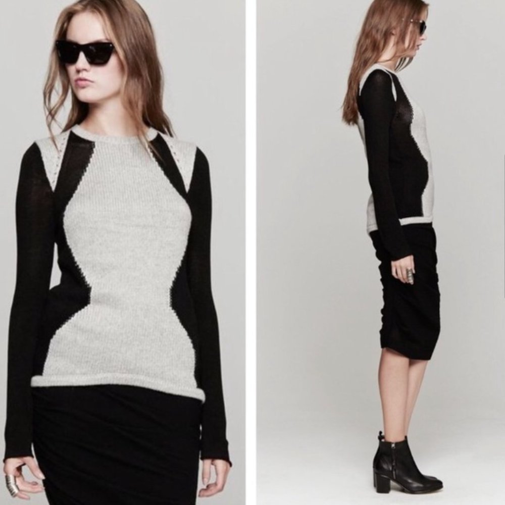 Helmut Lang Block Border Long Sleeve Alpaca Sweat… - image 1